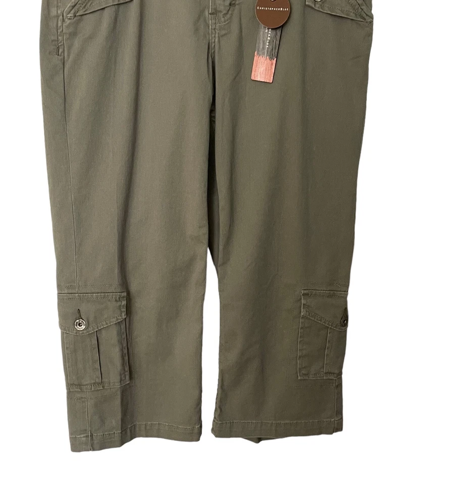 Christopher синий ZENN груза укороченные брюки эластичной хаки зеленый размер 10 новый с Ярлыками - Изображение 4 из 4