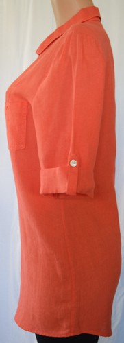 SUGAR ORANGE LINEN ADJUSTABLE SLEEVES LINEN SHIRT SIZE 4 - Picture 7 of 10