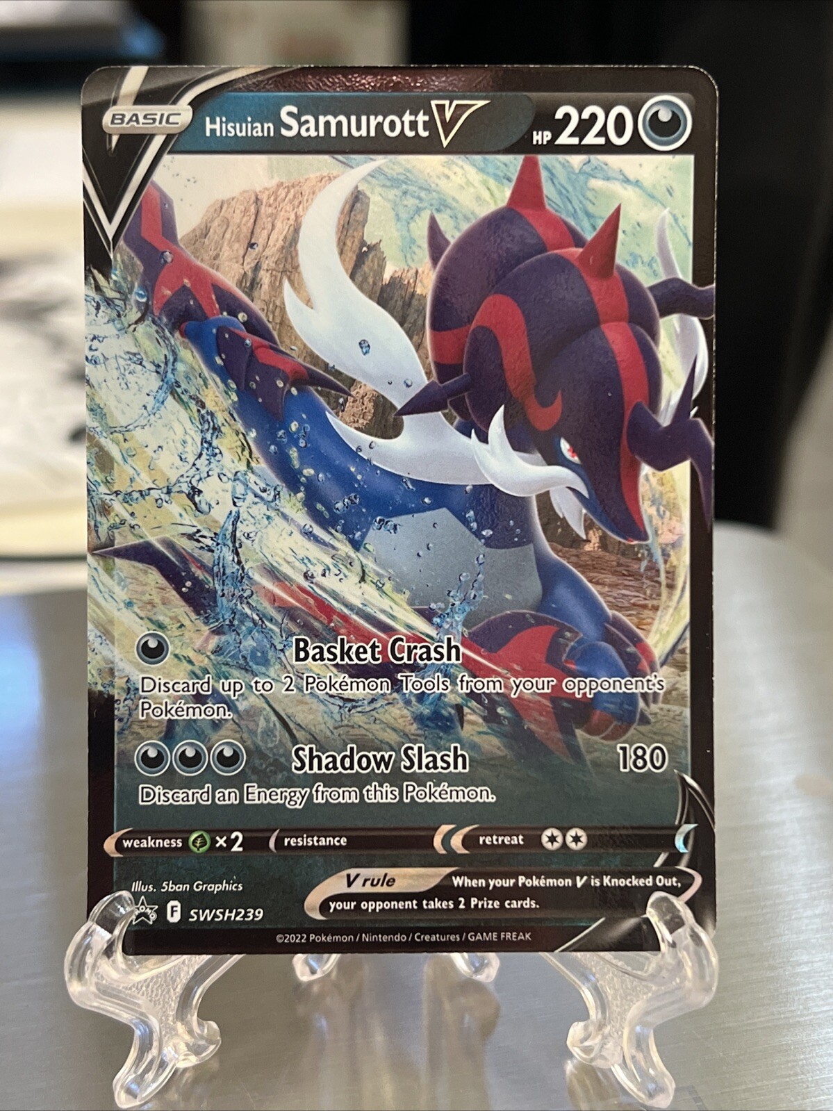 Hisuian Samurott V SWSH239 Holo Black Star Promo Pokemon Card Near Mint NM 239