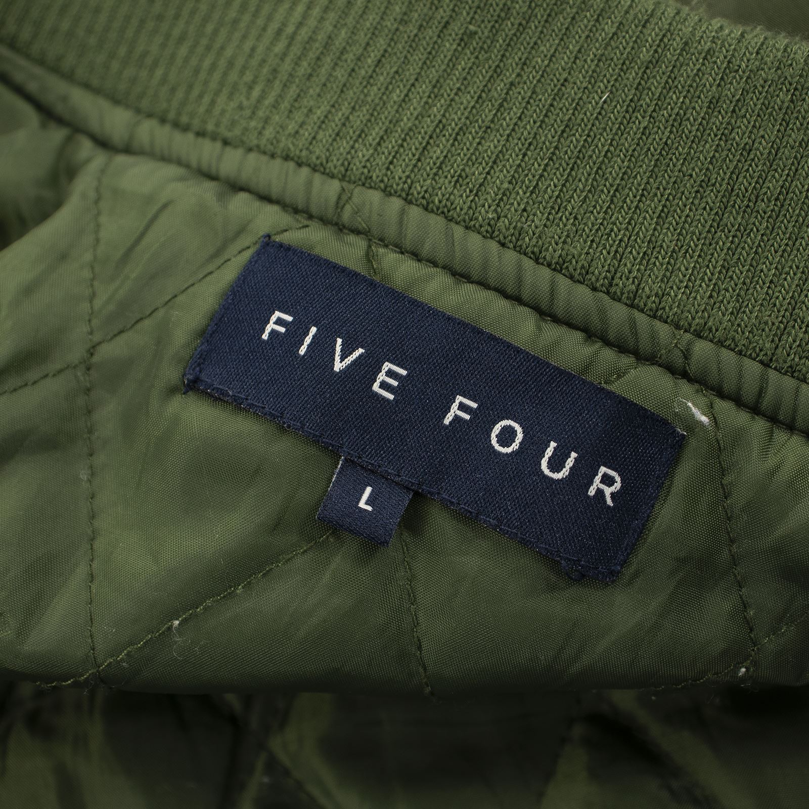 Five Four Green 100 Nylon Piped Bomber Flight Jacket… Gem