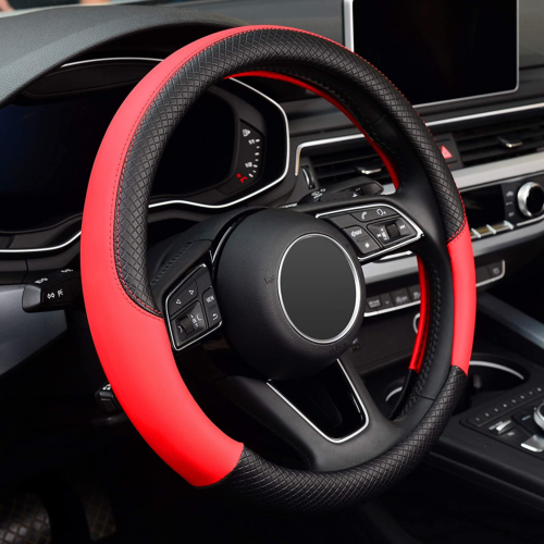 Microfiber Leather Steering Wheel Cover, Universal Fit 15 Inch Car Anti-Slip Whe - Afbeelding 1 van 12