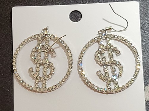 Trendige Strass Kreis Dollarzeichen Ohrhänger mit Geschenkbox 🎁  - Bild 1 von 21