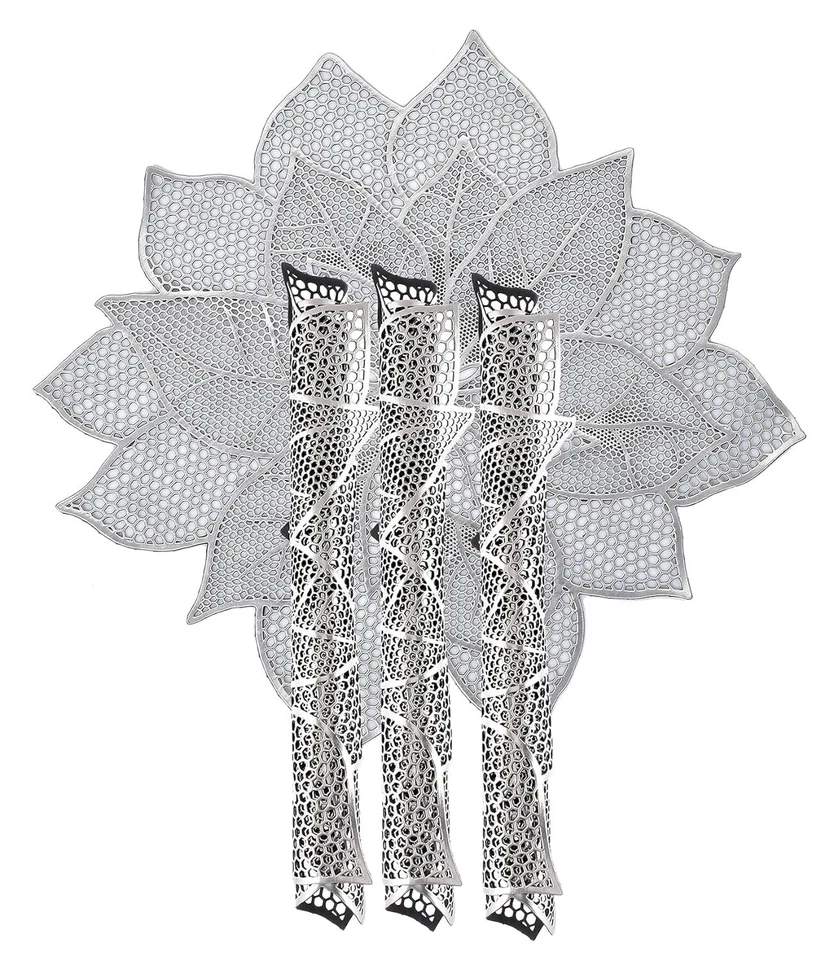 Non-Slip Flower Design Soft Leather Table Placemats, Set of 4 Copper - Image 2 of 3