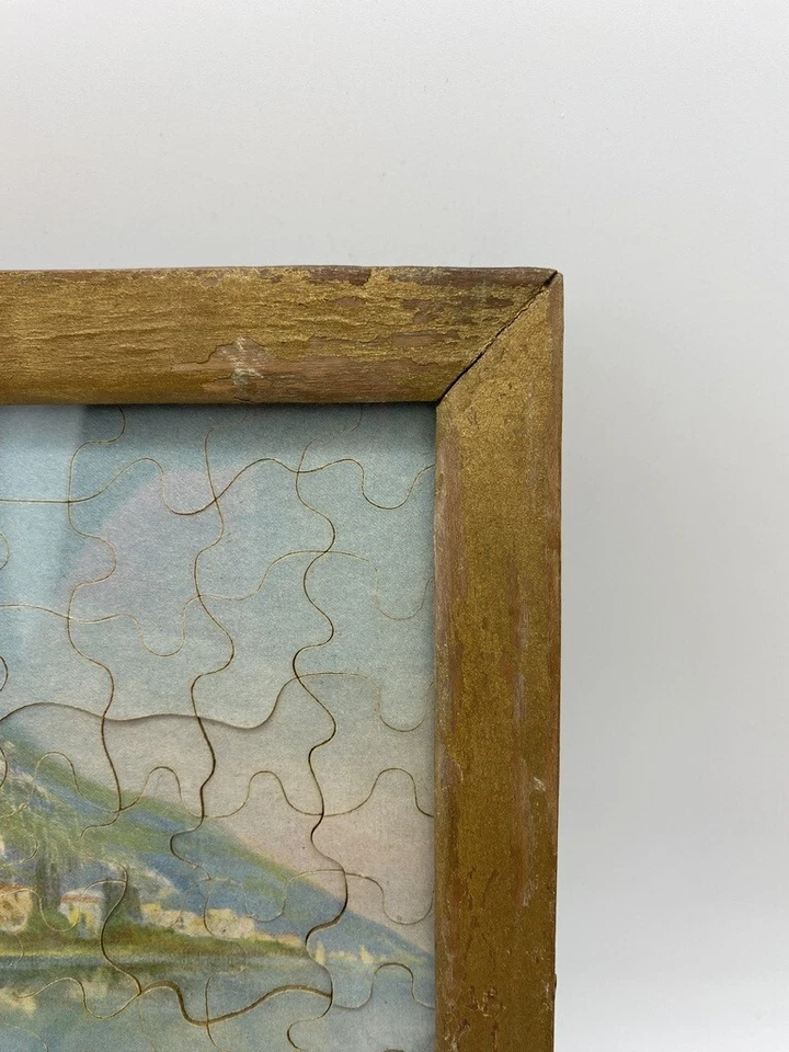 Antique Puzzle Complete Framed in wood frame 16" X 11" French Rivera 1920s-1930s - Image 2 of 4