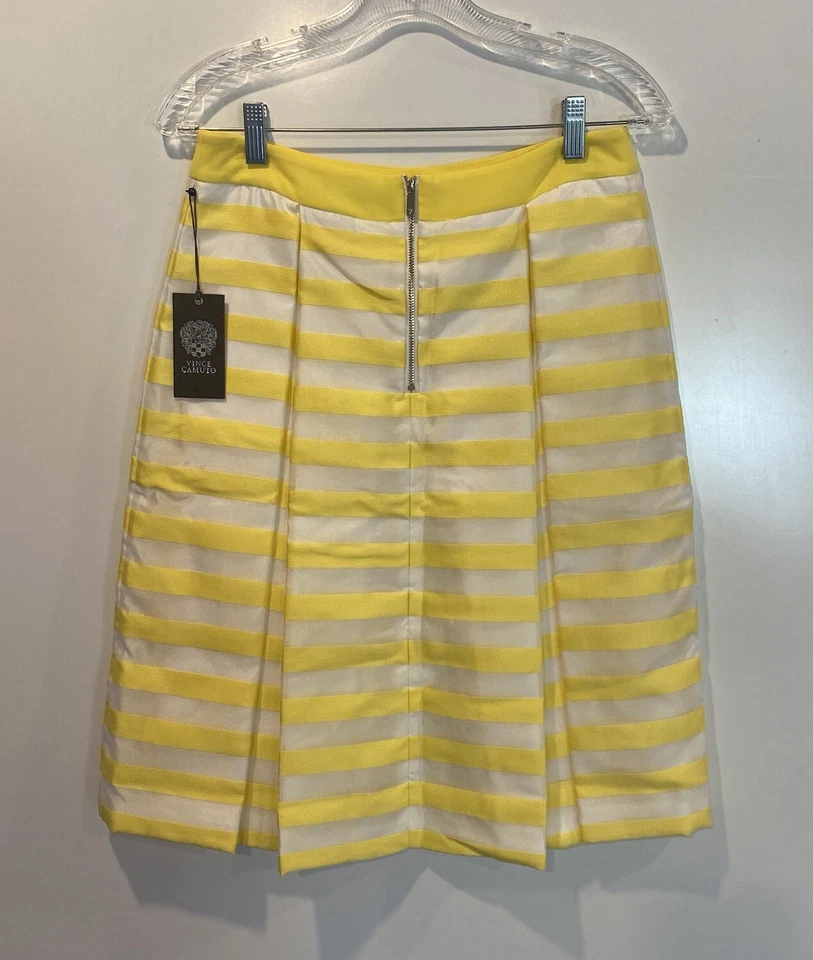 NWT Vince Camuto Womens Chiffon Box Pleat Striped Skirt Size 4 (1394) - Image 3 of 4