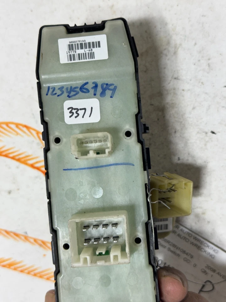 Dodge Avenger 2008 interruptor de control de espejo retrovisor ventana eléctrica maestro delantero izquierdo OEM Foto 4 de 4