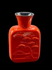FRANKOMA JONIECE FRANK V-14 10" FLAME RED VASE BONSAI BLACK Interior  Excellent!