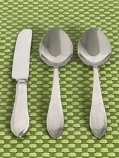 Martha Stewart RUTGERS Stainless 3pc Set Glossy Outlined Pointed Tip Flatware