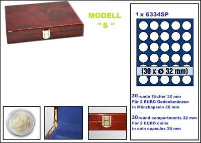 SAFE-5795-S-Wurzelholz-Münzkassette-2-EURO-in-Münzkapseln-26-PREMIUM-30-Fächer