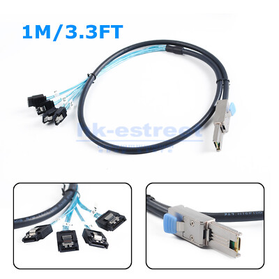 SFF-8088 to 4X SATA 6Gbps Mini SAS 26Pin to 4*SATA 7Pin Data Cable Connector 1M