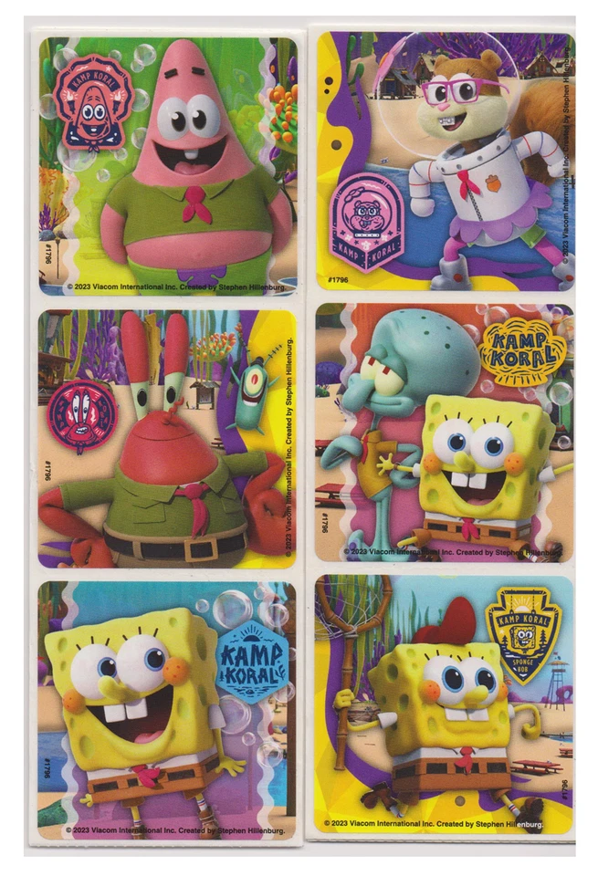 SMILEMAKERS 25 SpongeBob Kamp Koral Stickers, 2.5" x 2.5" each, Party Favors