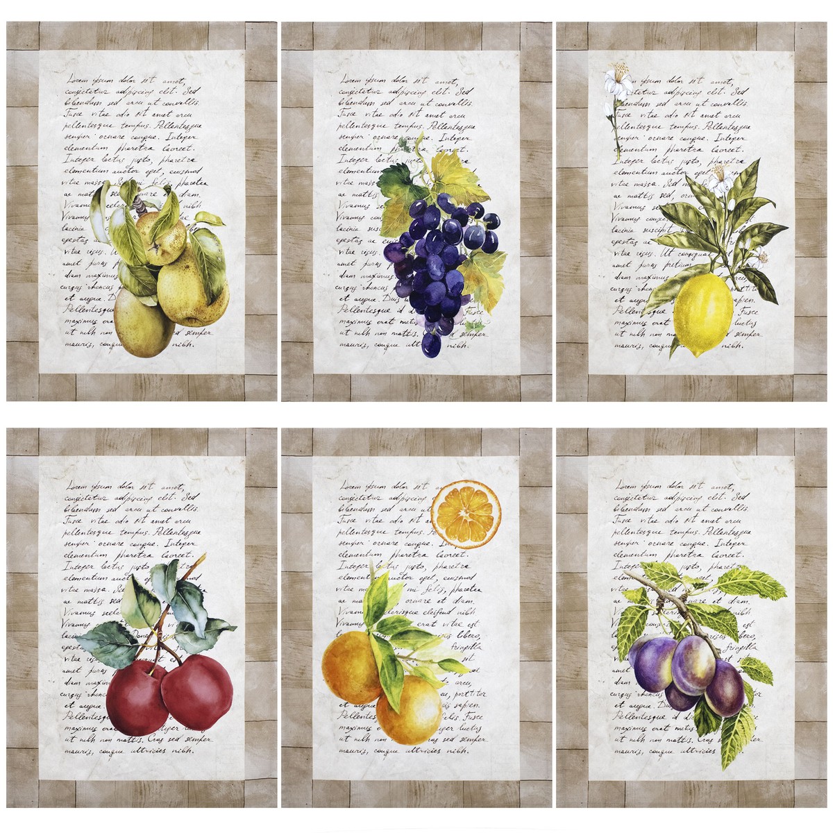 Set Strofinacci cucina frutta canovacci vintage in cotone 6869