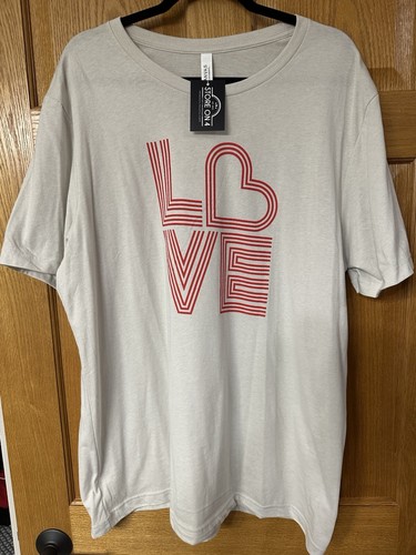 NWT Women’s T-Shirt 2XL Cream Red LOVE Bella + Canvas - Picture 2 of 7