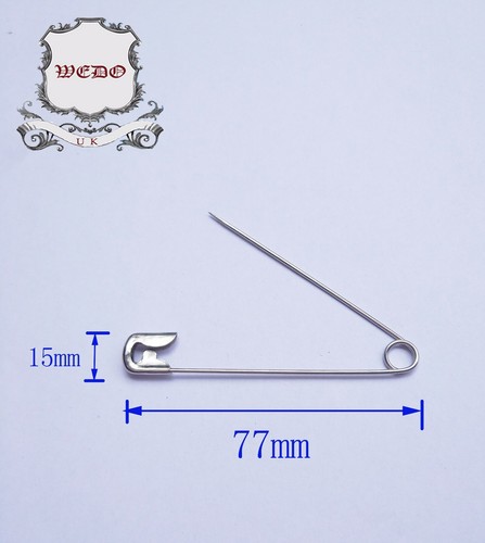 Silver Safety Pin Sewing Costume Craft Dress Making Steel 3"/76mm UK Brand - Picture 3 of 6