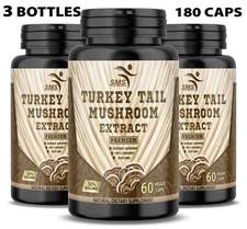 Turkey Tail Mushroom 50% Poly Extract 180 Veggie Capsules Organic No GMO