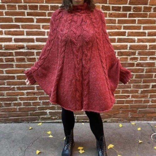 PERUVIAN CONNECTION 100% Virgin Acrylic Rose Poncho Sweater One Size
