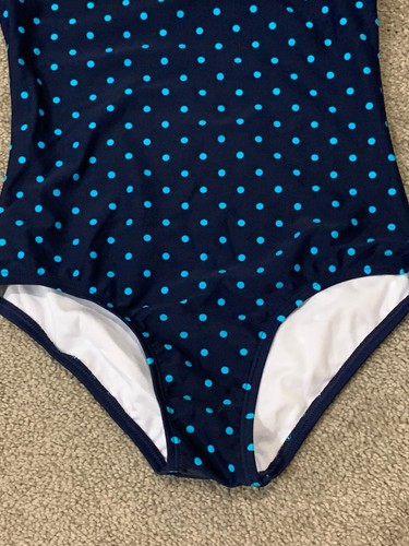 Kanu Surf Swimwear Girls One Piece Blue Polka Dot Size 14 Classic Smooth Silky - Picture 3 of 12
