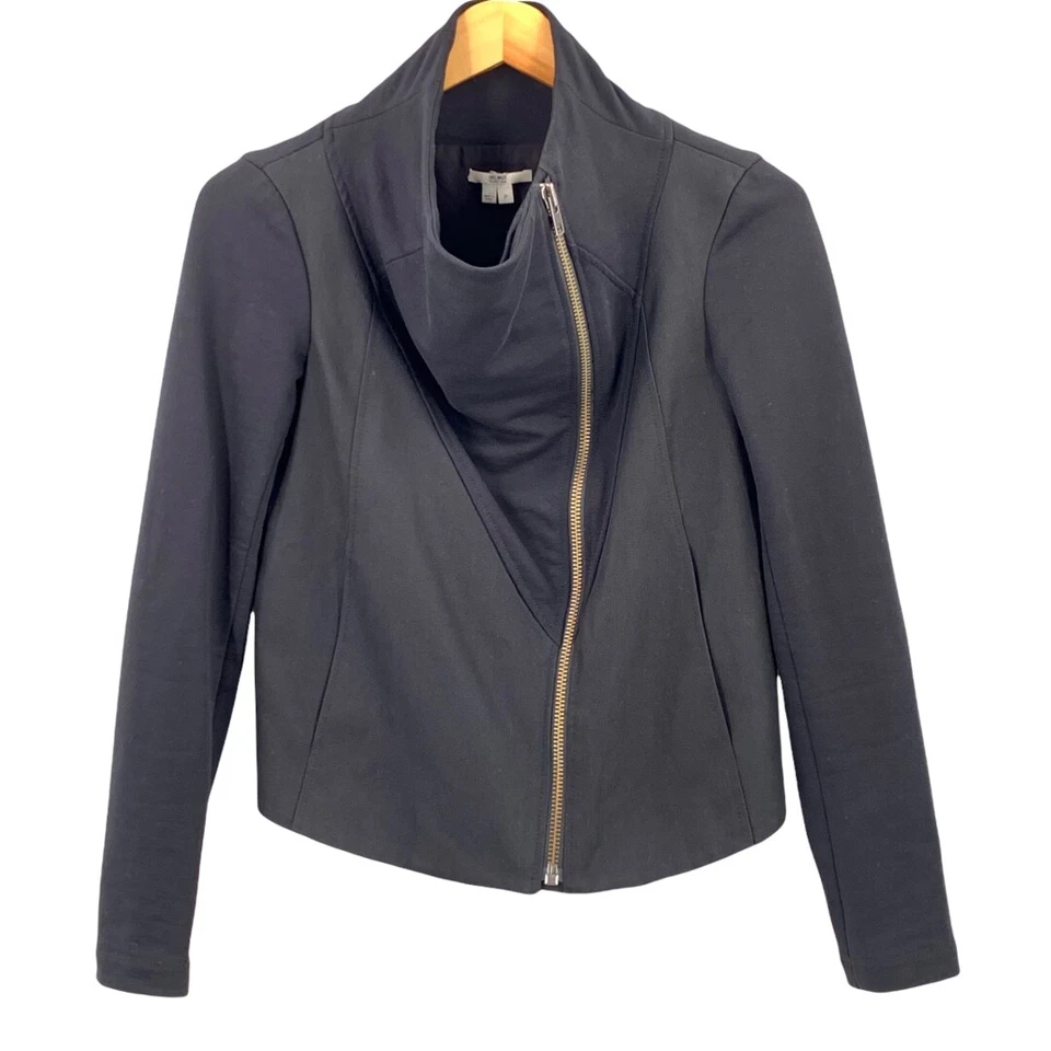 Helmut Lang Black Asymmetric Moto Zip Jacket Size XS - Image 2 of 4