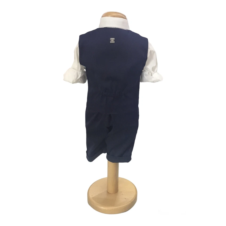 COMPLETO SET VESTITO GILET SMANICATO CERIMONIA ELEGANTE BATTESIMO CARLO PIGNATEL - Immagine 3 di 4