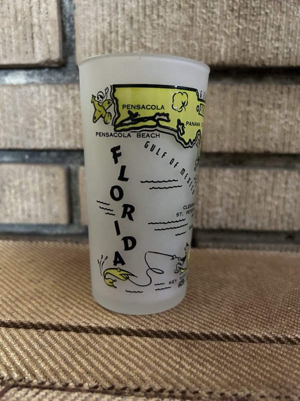 1950'S Vintage Florida State Frosted Souvenir 5" Tall Tumbler Glass