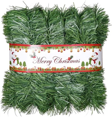 SHATCHI 16m Green Christmas Garland Bushy Long Tinsel Outdoor Xmas Tree Home Decor 1Pc
