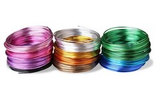 Schmuckdraht-Set 12 Farben auf Rollen (je 5m) - Aluminium Basteldraht 2mm