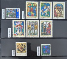 9 francobolli mondiali con VETRATE, tutti usati.