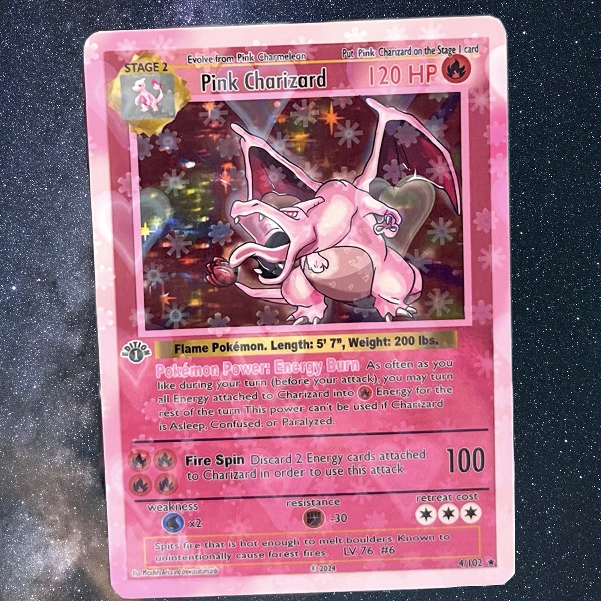 Pink Charizard Custom Bespoke Card Pink Charizard Custom Bespoke Card