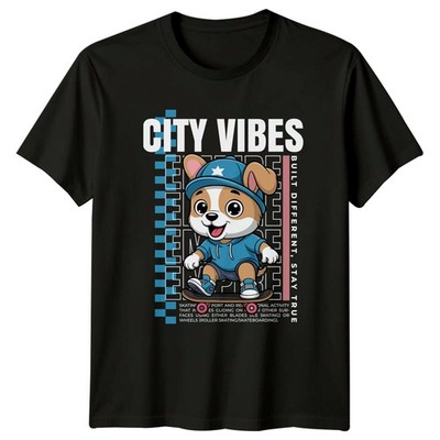City Vibes Built Different Stay T-Shirt Skateboard Hund Skater Geschenk für Ihn