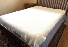 Vtg Cream/Ivory/Off White Acrylic Blanket Thermal Waffle Weave Twin EVC 60x82"
