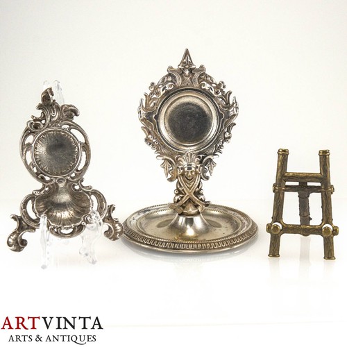 Drei Taschenuhrständer Versilbert Historismus Defekt Pocket Watch Stands Defekt