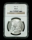 1886 P  S$1 Morgan Silver Dollar NGC MS 64  Reverse Toning 7062
