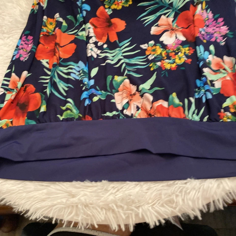 CROFT & BARROW Mujer Plus 1x Halter Estampado Floral Tankini Traje de Baño Top Foto 2 de 4