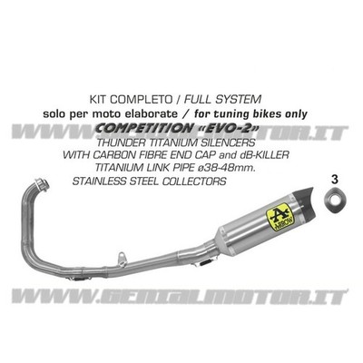 Komplett Auspuff Arrow Competition Evo 2 Titan Yamaha Yzf R3 2015 > 2020