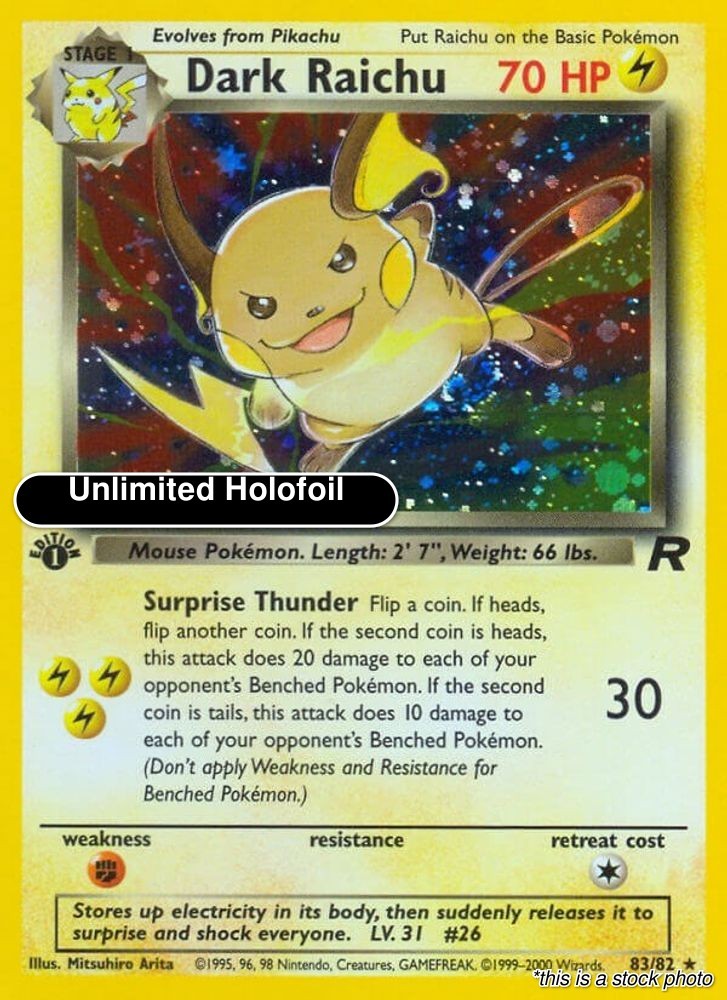 Dark Raichu 83/82 Team Rocket LP Unlimited Holofoil