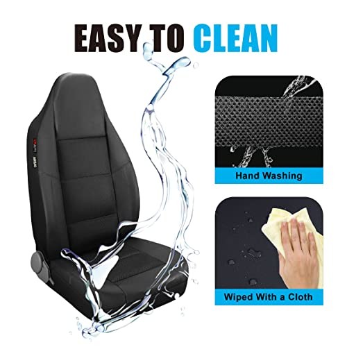 Leather and Mesh High Back Car Seat Cover Front Pair Integrated Bucket BK BK1 - Picture 3 of 7