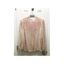 Vintage 70s 80s Judith Ann Creations Pink Beaded Sequin Blouse 100% Silk Formal