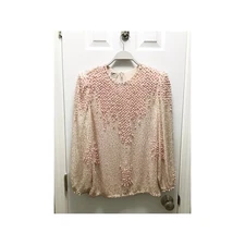Vintage 70s 80s Judith Ann Creations Pink Beaded Sequin Blouse 100% Silk Formal