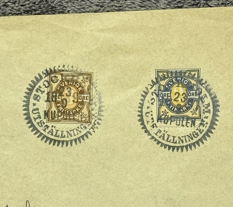 Sweden 1897 Cover FÄLLINGSBRO to STOCKHOLM SÖDER 3+5 Öre Oscar II Pair - Image 2 of 4