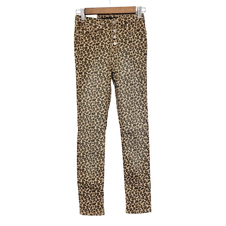 NUEVO Joe's Jeans Niñas 16 The Kendle Tiro Alto Ajustado Estampado Leopardo Botón Mosca Foto 2 de 4