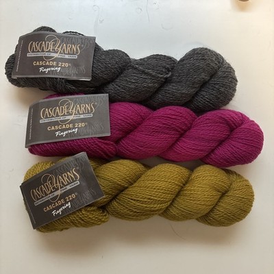 Cascade Yarns Cascade 220 Fingering 100% Peruvian Highland Wool Lot of 3