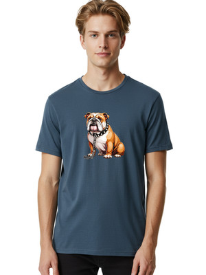 Bulldog-With-Spiked-Collar-1 Mens Graphic Tee, 100% Cotton, Casual Summer Wear