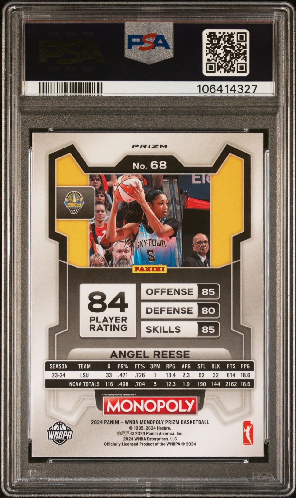 2024 PANINI PRIZM MONOPOLY WNBA RED CLASSIC ICON #68 ANGEL REESE ROOKIE PSA 10 view 2