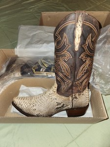 Bottes De Cowboy Vintage Nocona En Python Naturel - Exotiques Western - Pointure 13B Homme