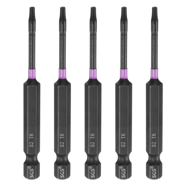 "5 StüCk T8 Torx Schraubendreherbit 1/4\" Sechskantschaft 3\" FüR Impact Magnetisch"-image