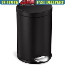 Durable Step-On Trash Can W/ Silent Lid Slow Close Bathroom Office Use