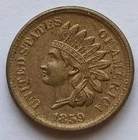 1859 Indian Head Cent - Ch AU, First Year Issue Penny 1C coin