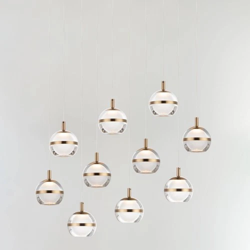 ET2 Swank 31 1/4"W Aged Brass 10-Light LED Island Pendant - Picture 1 of 4