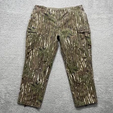 VTG Rattlers Brand Pants Mens XL 34 Green Realtree Camo Cargo Hunting Made USA