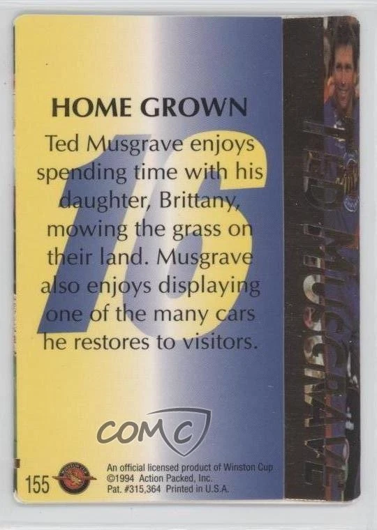 1994 Action Packed R&R Ted Musgrave #155 - Image 2 of 2